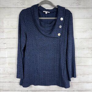 NorthStyle Navy Button Collar Tunic Sweater